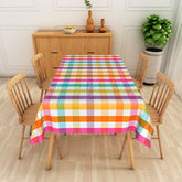 Lofaris Multicolored Checkered Rectangle Tablecloth for Vibrant and Fun Birthday or Pride Party Decorations